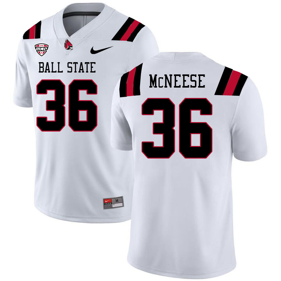 Ball State Cardinals #36 Khani McNeese College Football Jerseys Stitched Sale-White